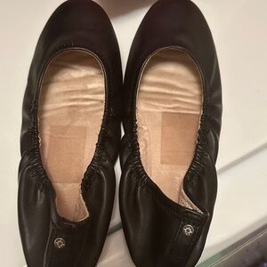 Black Leather Ballet Flats